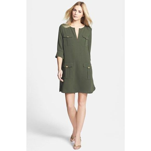 Diane Von Furstenberg Dresses & Skirts - Diane von Furstenberg 'Agness' Woven Shift Dress Green Size 14